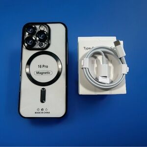 iPhone 16 Pro MagSafe Case + USB-C Fast Charger Clear Magnetic Shockproof Cover